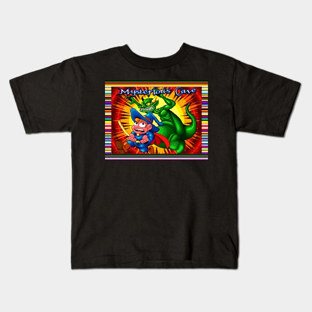 Mysterious cave 16 bit game loading screen Kids T-Shirt by Maxsomma